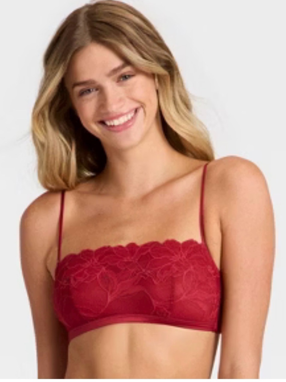 Auden Red Lace Bralette with Thin Straps